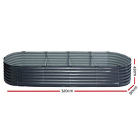 2x Raised Garden Bed 320X80X42cm Oval Planter Box Container Galvanised