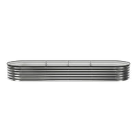 Green Fingers 4 Pcs Raised Garden Bed Kit Oval Galvanized Steel Planter Boxes 320x80x42cm, Heavy Duty Metal Elevated Garden Bed for Vegetables Flowers Herbs, with Safety Edging, Gloves & Pegs Included