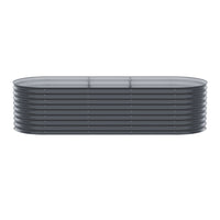 x2 Green Fingers Raised Garden Bed Kit Planter Oval Galvanised Steel 240cmX80cmX56cm