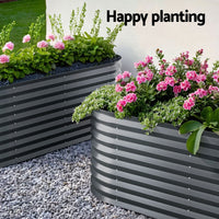 x2 Raised Garden Bed Kit Planter Oval Galvanised Steel 240cmX80cmX56cm