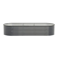 Green Fingers 3 Pcs Raised Garden Bed Kit Oval Galvanized Steel Planter Boxes 240x80x56cm, Heavy Duty Metal Elevated Garden Bed for Vegetables Flowers Herbs, with Safety Edging, Gloves & Pegs Included