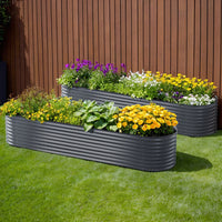 2x Green Fingers Garden Bed 320X80X56cm Oval Planter Box