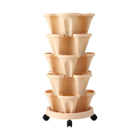 Green Fingers Garden Bed 5 Tier Vertical Garden Grey Strawberry Stackable Planters Herbs Beige