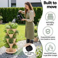Green Fingers Garden Bed 5 Tier Vertical Garden Grey Strawberry Stackable Planters Herbs Beige