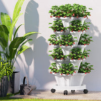 Garden Bed 5 Tier Vertical Garden Strawberry Stackable Planters Herbs Petunias