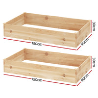 Garden Bed 150x90x30cm Wooden Planter Box Raised Container Growing