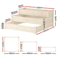 3-Tier Wooden Raised Garden Bed Elevated Ground Vegetable Planter Box