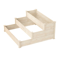 3-Tier Wooden Raised Garden Bed Elevated Ground Vegetable Planter Box