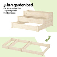 3-Tier Wooden Raised Garden Bed Elevated Ground Vegetable Planter Box