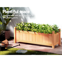 2x Green Fingers Garden Bed 90x30x33cm Wooden Planter Box Raised Container Growing