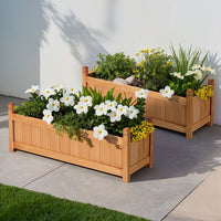 2x Green Fingers Garden Bed 90x30x33cm Wooden Planter Box Raised Container Growing