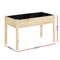 Garden Bed Elevated 120x60x80cm Wooden Planter Box Raised Container