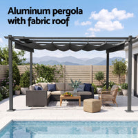 Instahut Gazebo Outdoor Garden Pergola Aluminium Frame Adjustable Canopy 3x4m Grey