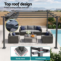 Instahut Gazebo Outdoor Garden Pergola Aluminium Frame Adjustable Canopy 3x4m Grey