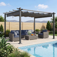 Instahut Gazebo Outdoor Garden Pergola Aluminium Frame Adjustable Canopy 3x4m Grey