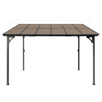 Instahut Gazebo Lean-To Pergola Garden Patio Polycarbonate 356cm X 275cm Brown
