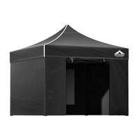 Instahut Gazebo 3x3 Pop Up Marquee Folding Tent Wedding Gazebos Camping Outdoor Shade Canopy Black