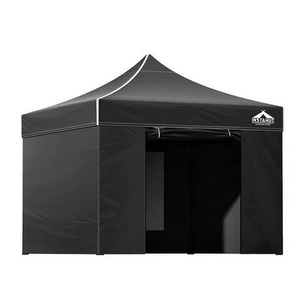 Instahut Gazebo 3x3 Pop Up Marquee Folding Tent Wedding Gazebos Camping Outdoor Shade Canopy Black