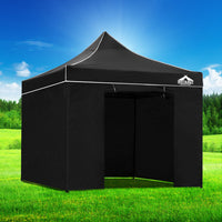 Gazebo Pop Up Marquee 3x3m Folding Tent Wedding Gazebos 500D Black