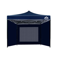 Gazebo Pop Up Marquee 3x3 Folding Tent Gazebos Camping 500D Oxford Navy