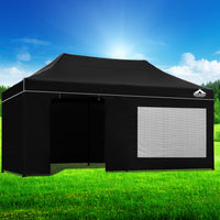 Gazebo 3x6 Pop Up Marquee Folding Tent Wedding Gazebos Camping Outdoor Shade Canopy Black