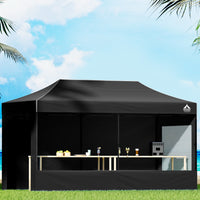 Gazebo 3x6 Pop Up Marquee Folding Tent Wedding Gazebos Camping Outdoor Shade Canopy Black