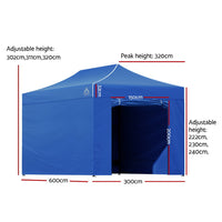 Gazebo 3x6 Pop Up Marquee Folding Tent Wedding Gazebos Camping Outdoor Shade Canopy Blue