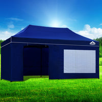 Gazebo 3x6 Pop Up Marquee Folding Tent Wedding Gazebos Camping Outdoor Shade Canopy Blue