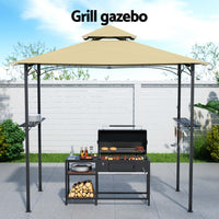 Gazebo Outdoor Patio Marquee BBQ Grill Shelter Garden Shade Hooks Beige