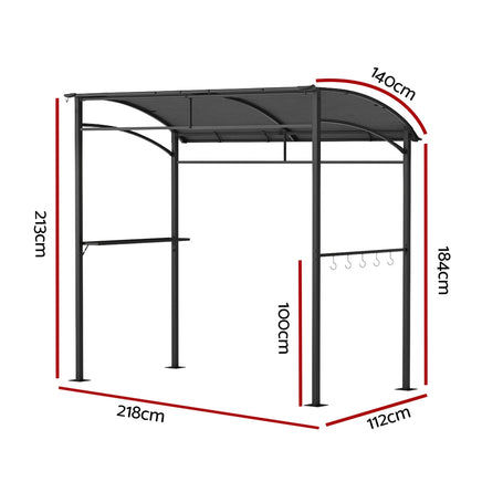 Instahut Gazebo Outdoor BBQ Grill Patio Garden Marquee Shade Shelter Shelf Hooks Grey