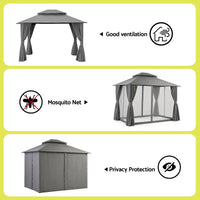 Instahut Gazebo 3x3m Canopy Outdoor Steel Frame Patio Tent Curtains Marquee Grey