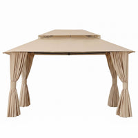 Instahut Gazebo 3x4m Canopy Outdoor Steel Frame Patio Tent Curtains Marquee Beige