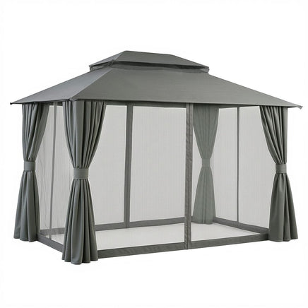 Instahut Gazebo 3x4m Canopy Outdoor Steel Frame Patio Tent Curtains Marquee Grey