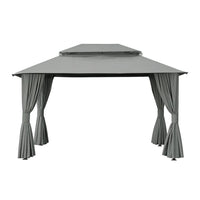Instahut Gazebo 3x4m Canopy Outdoor Steel Frame Patio Tent Curtains Marquee Grey