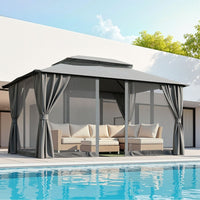 Instahut Gazebo 3x4m Canopy Outdoor Steel Frame Patio Tent Curtains Marquee Grey