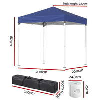 Gazebo 2x2m Outdoor Patio Garden Marquee Shade w/ Base Pods Blue