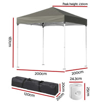 Gazebo 2x2m Outdoor Patio Garden Marquee Shade w/ Base Pods Grey