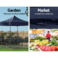 Gazebo Pop Up Marquee 3x3m Folding Tent Wedding Outdoor Camping Canopy Gazebos Shade Navy