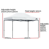 Gazebo Pop Up 3x4.5m w/Base Podx4 Marquee Folding Outdoor Wedding Camping Tent Shade Canopy White