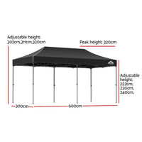 Gazebo Pop Up Marquee 3x6 Folding Tent Wedding 500D Camping Black