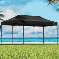 Gazebo Pop Up Marquee 3x6 Folding Tent Wedding 500D Camping Black