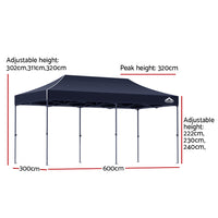 Gazebo Pop Up Marquee 3x6 Folding Tent Wedding 500D Oxford Camping Navy