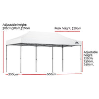 Gazebo Pop Up Marquee 3x6 Folding Tent Wedding 500D Oxford Fabric White