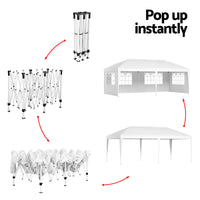 Gazebo Pop Up Marquee 3x6m Wedding Party Outdoor Camping Tent Canopy Side Wall White