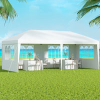 Gazebo Pop Up Marquee 3x6m Wedding Party Outdoor Camping Tent Canopy Side Wall White