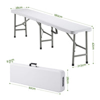 Gardeon 180cm Folding Garden Bench Portable Trestle Seat HDPE Fold In Half White