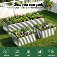 Green Fingers Raised Garden Bed 2 in 1 Modular Galvanised Planter Box Rust Resistant 240x80x60cm