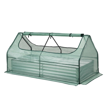 Green Fingers Raised Garden Bed with Greenhouse 3 in 1 Galvanised Planter Box Kit
