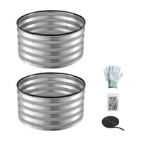 Green Fingers Round Raised Garden Bed 2 Pack Galvanised Planter Box Rust Resistant 60x60x30cm Silver