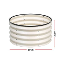 Green Fingers Round Raised Garden Bed 2 Pack Galvanised Planter Box Rust Resistant 60x60x30cm White